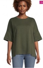 Zenana Oversize Scuba Round Neck Top With Side Slits NWT Plus Size L/XL picture