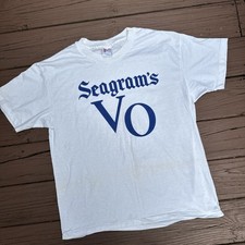 NOS Vintage Seagrams VO T-Shirt Men’s Large White Large Spellout Logo picture