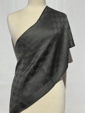 Auth Gucci Scarf Shawl Stole Wrap 65% Cashmere 35% Silk Black Used picture