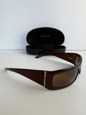 Vintage Gucci GG 2456/S Tom Ford Era Brown Wraparound Sunglasses Burgundy picture