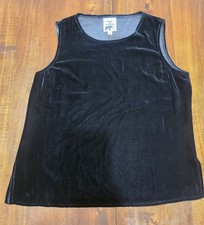 Vtg Max & Mabel Velvet Sleeveless Shirt Womens Small Silk/Rayon Black Minimalist picture