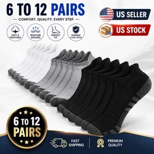 6-12 Pairs Mens Plain Solid Cotton Sports Ankle Athletic Socks Low Cut Size 9-13 picture
