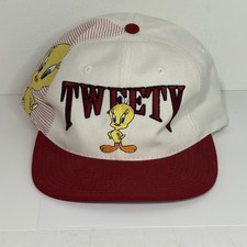 Vintage Tweety Bird Snapback Hat Warner Bros Studio Store USA White Red picture
