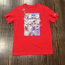 Nike Roger Federer RF Trophy T Shirt Men’s Large Red Cotton Polyester NWOT picture