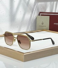 JACQUES MARIE MAGE AIDA Gold Square Sunglasses Brown Gradient Lens 56-17-146 picture