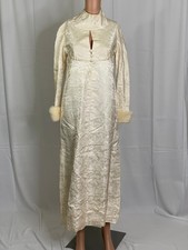 Vintage 60s Brocade Maxi Dress with Faux Fur Cuffs picture