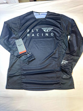 Fly Racing Radium Jersey Men's S Black Long Sleeve V-Neck 4-Way Stretch picture