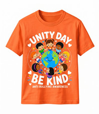 Stop Bullying Orange Awareness Be Kind Earth Inclusion School Graphic T-Shirt picture