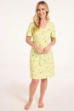 Bon Marche Size 12/14 Lemon Bee Print V Neck Short Sleeve Cotton Nightdress BNWT picture