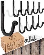 Larger Railroad Spike Cast Iron Hooks (10 Pack) Handmade Blacksmith, Wall Mounte picture