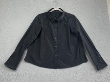 NEW Katharina Hovman $495 Boxy Button Down Shirt Womens Size 4 Black Taffeta picture