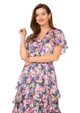 NWT Vince Camuto Crossover Flutter Sleeve Tiered Dress Size:S picture