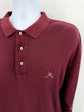 VTG Polo Ralph Lauren Men's XL Long Sleeve Golf Crest Polo Shirt Cotton Burgundy picture