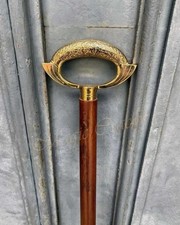 Handle Walking Stick Victorian Brass Cane Wooden Vintage Style Antique Gift head picture