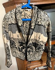 Vintage Flashback Southwestern Horse Tapestry Blanket Jacket Desert Cactus Sz M picture