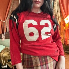 Authentic 1950s Spanjian Pasadena Heavy Cotton Knit Football Jersey Size 42 picture