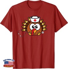 Thanksgiving Nurse Turkey Funny Feast Day Cool T-Shirt picture