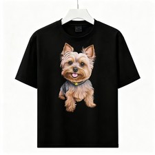 Cute Yorkie Yorkshire Terrier Dog Graphic T-Shirt Animal Lover Short Sleeve Tee picture