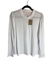 NWT Boden Supersoft Frill Henley Top White-sz 14 picture