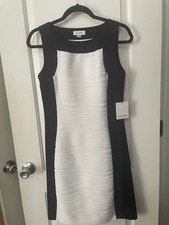 NWT Calvin Klein Colorblock Black and White Sheath Dress • Size 6 picture