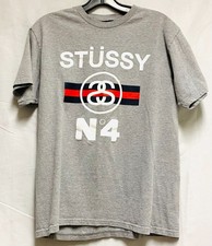 VINTAGE RARE N4 STUSSY GRAY T-SHIRT WHITE LETTERS N4 MEN'S SIZE MEDIUM picture