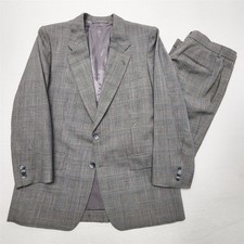 Vtg Bespoke 42S 34x30 Gray Glen Check Super 120's & Cashmere 2Btn 2Pc Mens Suit picture