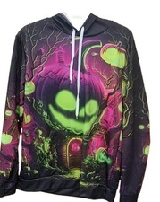 Halloween Pumpkin Graphic Pullover Hoodie Size S Neon Jack-O'-Lantern Black picture