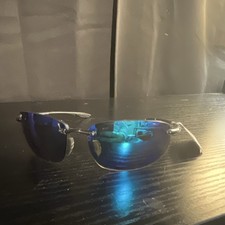 Maui Jim Ho'okipa B407-11 Polarized Blue Hawaii Smoke Grey Metal Sunglasses picture