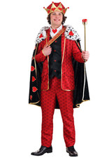 King of Hearts Costume Men's Premium 6-Piece Jacket Cape Crown Set picture