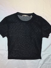 KITH Women's S Black Sheer Mesh Logo Short Sleeve Crew Neck  picture