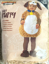 NIP Spooktacular Creations Hooded Plush Puppy Costume Set 18-24M Brown/White picture