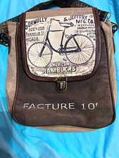 98$ msrp NWOT American Ramblers Bicycle Leather & Canvas Purse Messanger Bag by picture