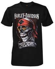 Harley-Davidson Men's Distressed Shady Skull Short Sleeve T-Shirt, Solid Black picture