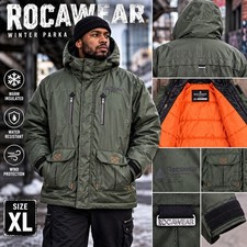 Rocawear Mens XL Olive Green Insulated Hooded Winter Parka Jacket Coat EUC picture