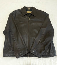 Vintage Rare Columbia Men's Brown Leather Bomber, Plaid Lined - XL RN#102271 picture