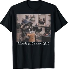 Literally Just A Hairstylist Funny Raccoon Iced Coffee Women T-Shirt picture