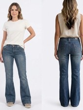 Zaeta Vintage Y2K Studded Embroidered Flare Jeans Medium Wash Sz 2/4 picture
