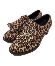 HIROSHI TSUBOUCHI Leopard print calfskin loafers EU36 US6 Brown picture