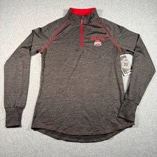 Colosseum Ohio State Buckeyes Womens Quarter Zip Pullover Heather Grey Medium picture