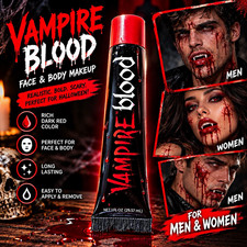 Fun World Halloween Vampire Blood Fake Blood Face & Body Makeup Dark Red 1 fl oz picture