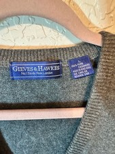 Gieves & Hawkes V-Neck Sweater Vest Size L Gray 100% Cashmere picture