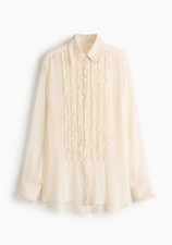 Stella McCartney H&M XS Cream Silk-Blend Blouse Ruffled Bib Top Classy limited picture