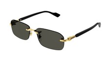 Gucci GG1221S 001 Gold-Black/Grey Rectangular Narrow Rimless Men's Sunglasses picture