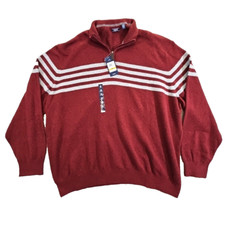 Izod Sweater Men's 4X Big & Tall Red & Grey 1/4 Zip Long Sleeve NWT Quiet Luxury picture