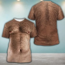 Funny Hairy Chest 3D T-shirt All Over Print Realistic Body Gag Gift picture