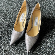 Jimmy Choo LOVE 85 Glitter Pointed Toe Pumps Multi Silver Size 38 w/ Box picture