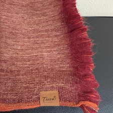 Terra Handmade Ecuador Alpaca Feel Scarf Fringe Ombre Burgundy Orange 76
