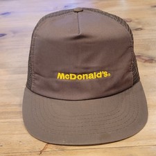 Vintage McDonald's Hat Snapback 80s Made USA Brown Work Crew Employee One Size picture