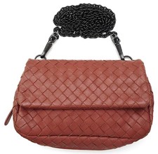 BOTTEGA VENETA Intrecciato Brown Crossbody Removable Chain Strap Purse picture
