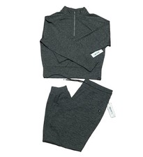 NWT DKNY Women's 2-Piece Tracksuit Set Charcoal Gray Half-Zip & Joggers⁠ Large picture